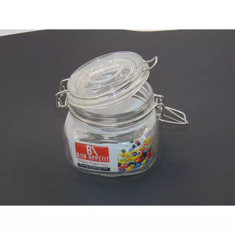 Bon Appetit Glass Jar with Clip 1L Square HM-BA24