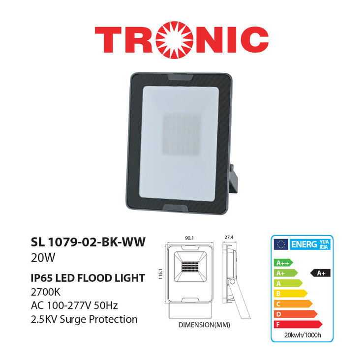 Tronic Black LED Floodlight 20 Watts