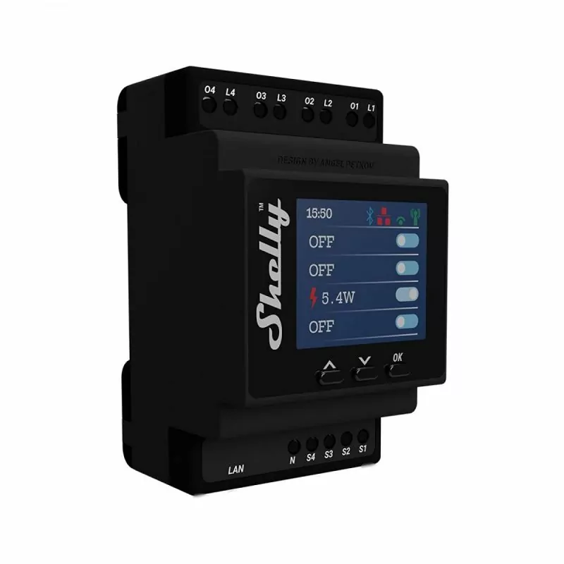 Shelly Pro 4PM Professional Relay Switch 40A Black