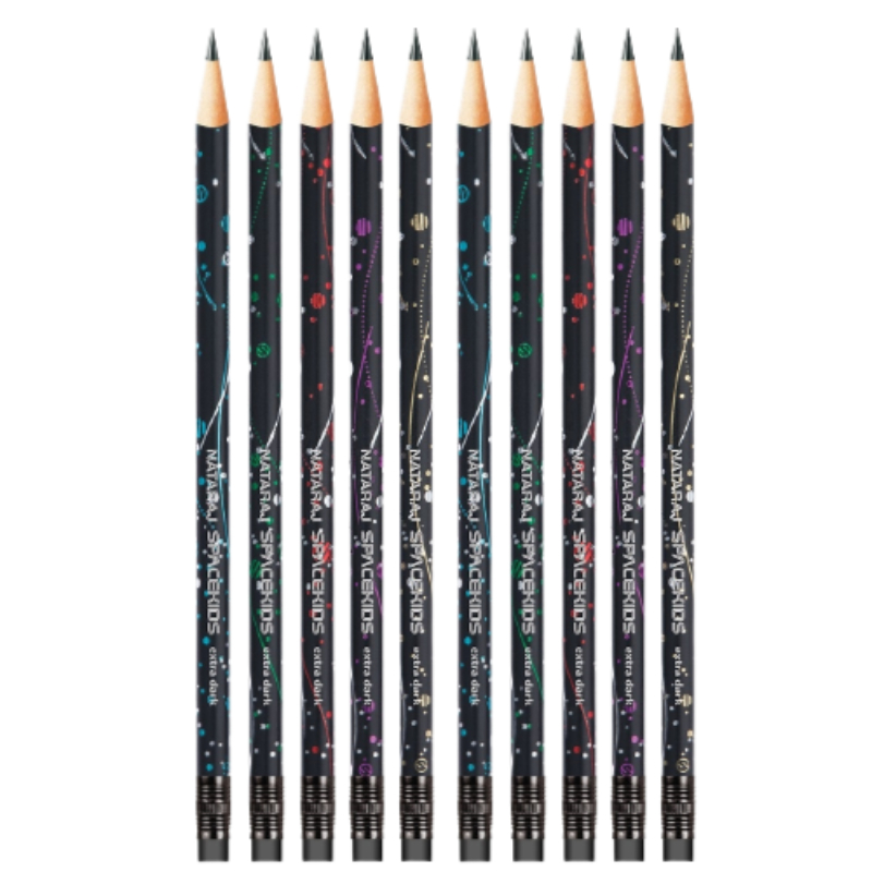 Nataraj Pencil With Eraser & Sharpener Space Kids 2B 10pcs P06969