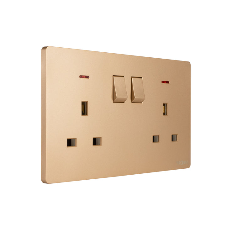 Tronic Twin Switch Socket With Neon