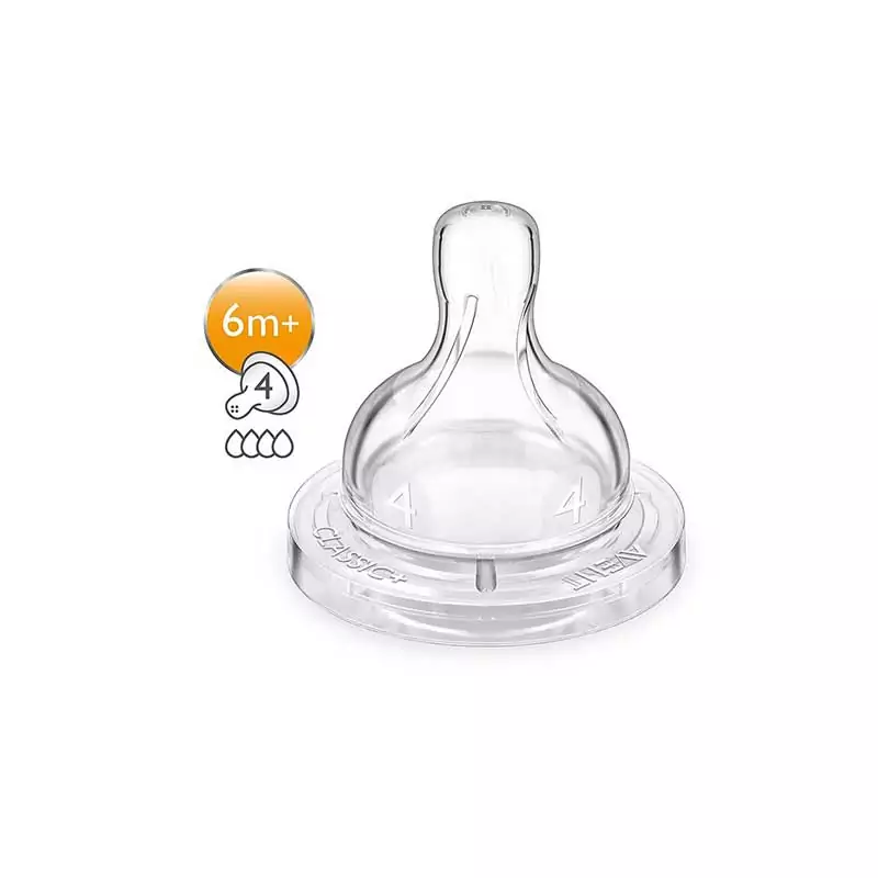 Philips Avent Nipple Fast Flow 4 Holes 6m+ 2's 634/27