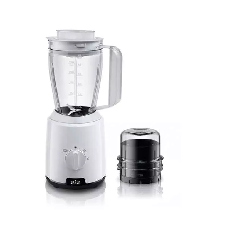 Braun Blender 2L 600w PowerBlend1 With Grinder Triangular Plastic BPA Free Jug, 2 Speed, Ice Crushing Function, JB101AI White