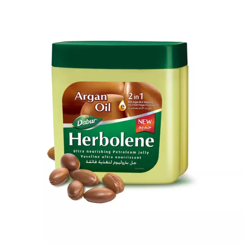 Dabur Herbolene Petroleum Jelly Enriched With Argan and Vitamin E Helps In Glowing Skin 225ml (Pack of 3)