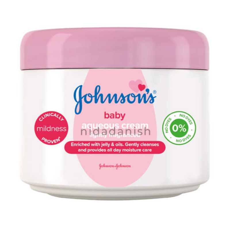 Johnsons Baby Aqueous Cream Light Fragrance, 24Hr Moisture, Gently Cleanses, Free from Dyes, 350ml 2811