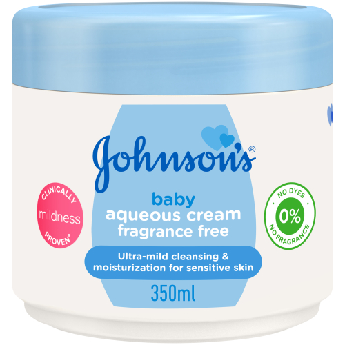 Johnsons Baby Aqueous Cream Fragrance Free, 24Hr Moisture, Gently Cleanses, Free from Dyes & Fragrance, 350ml 2810