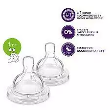 Philips Avent Teat Natural Slow Flow 2 Holes 1m+ 2's 042/27