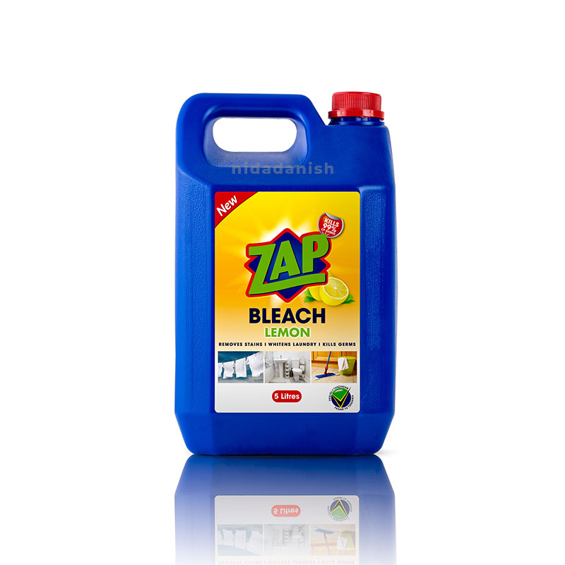 Zap Bleach for Laundry, Bathroom Fixtures, Kitchen & Floor Tiles Lemon 5L