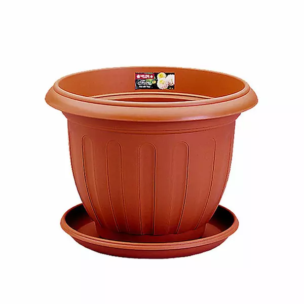 Lionstar Lotus Pot No14 w/Cover 407Ø FP-44 Plastic Planter Pot, Outdoors and Indoors Garden, Sturdy and Durable