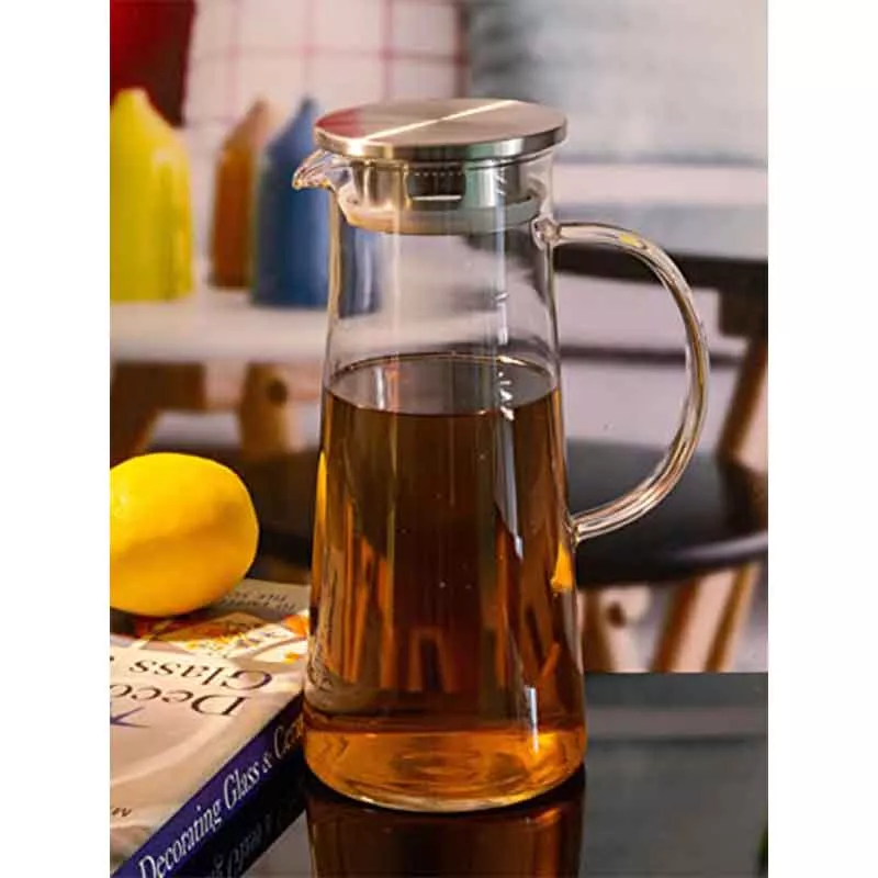 Jug Glass 1.3L Clear Pitcher with Removable Lid 25x7CM GPH27