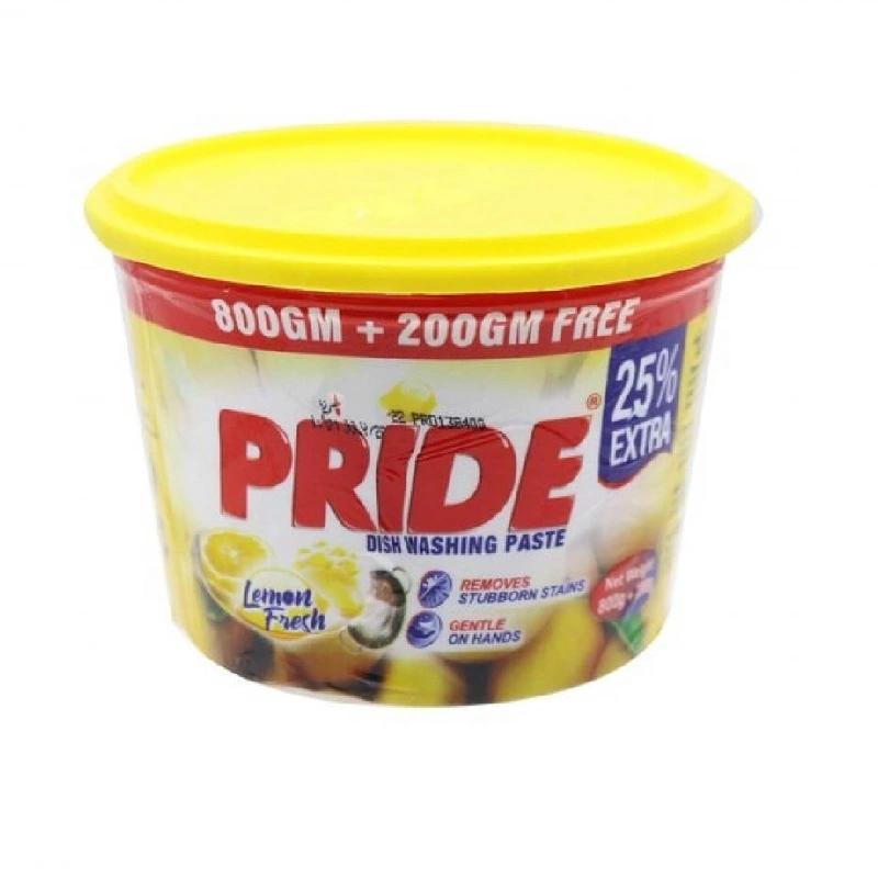 Pride Dishwashing Paste Lemon 800g + 25% free (Pack of 12)