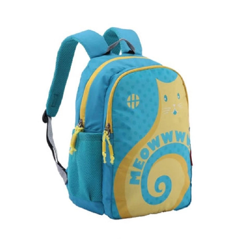 Harissons School Backpack Meow 19L 27 x 30 x 9cm Teal Yellow