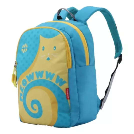 Harissons School Backpack Meow 19L 27 x 30 x 9cm Teal Yellow