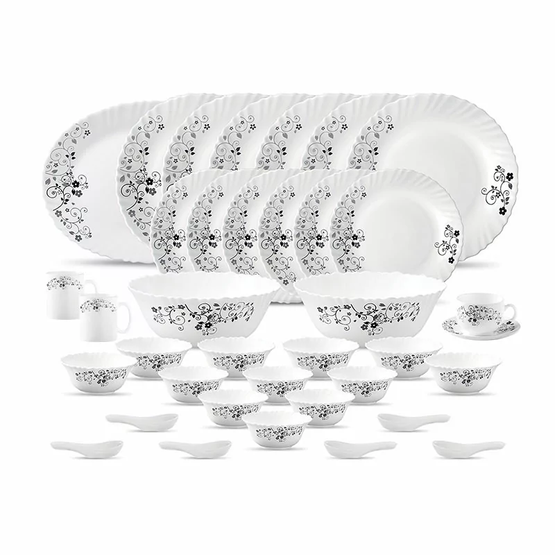 La Opala Dinner Set Mystrio Black Classique 47 Pieces LM047