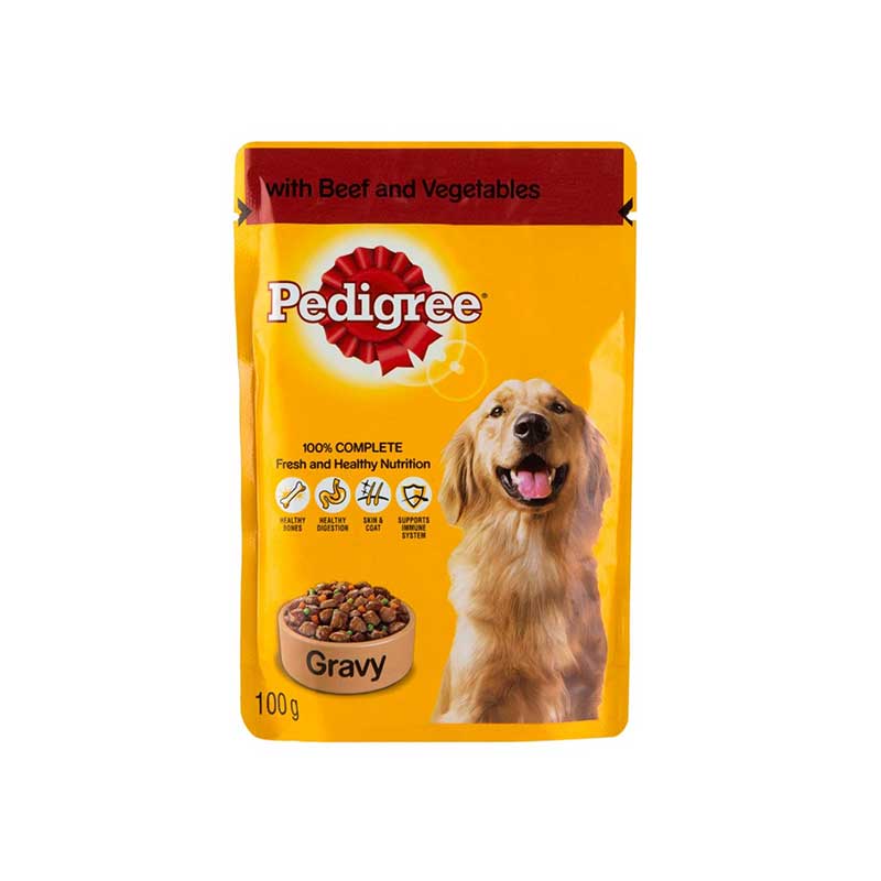 Pedigree Pouch Singles 100g Beef & Liver Mix with Vegetable in Gravy CV05E (Pack of 48)