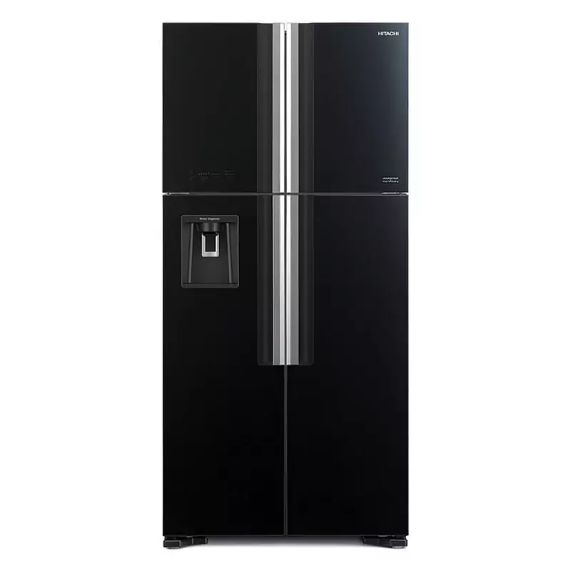 Hitachi Refrigerator 690L 4 Side by Side Door Glass Black Finish R-W760PU7 GB