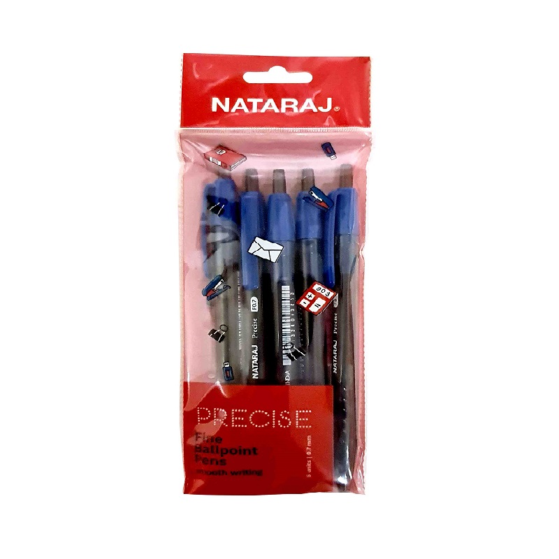 Nataraj Precise Clicker Pen 0.7mm 5pcs Blue P06548