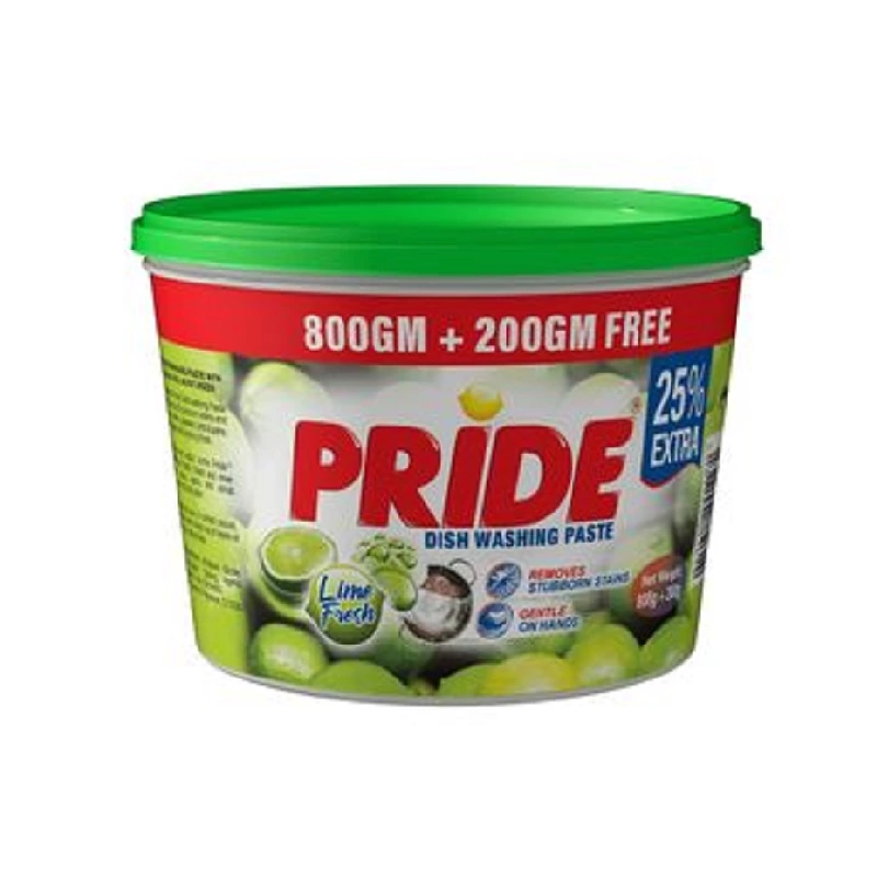 Pride Dishwashing Paste Lime Fresh 800g + 25% free (Pack of 12)