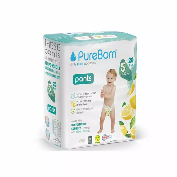 Pure Born Pants/Pull Ups Size 5, Large, 12-17kg (Pack of 20pcs)