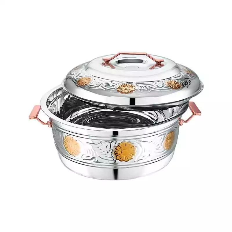 Hotpot Esteelo Queen Flower 2000/3000/4000 Stainless Steel Casserole Insulated Food Warmer With Steel Handle