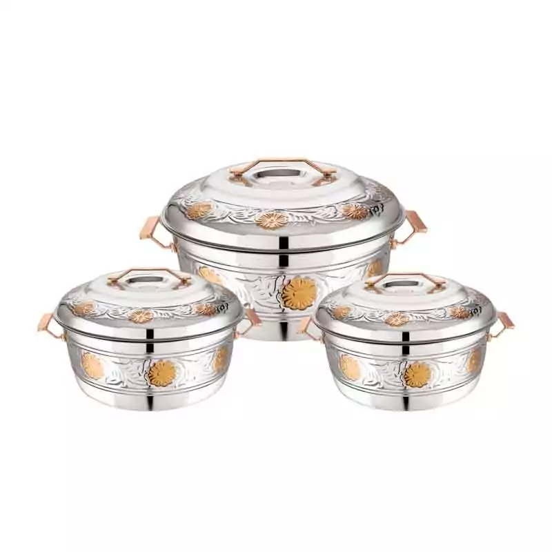 Hotpot Esteelo Queen Flower 4000/6000/8000 Stainless Steel Casserole Insulated Food Warmer With Steel Handle