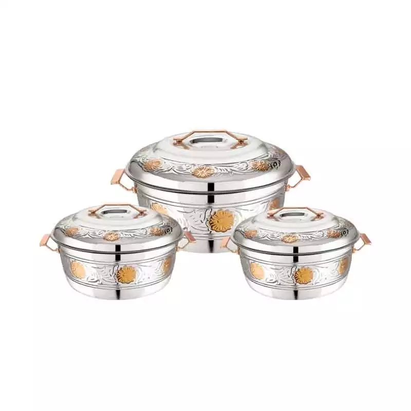 Hotpot Esteelo Queen Flower 3000/4000/6000 Stainless Steel Casserole Insulated Food Warmer With Steel Handle