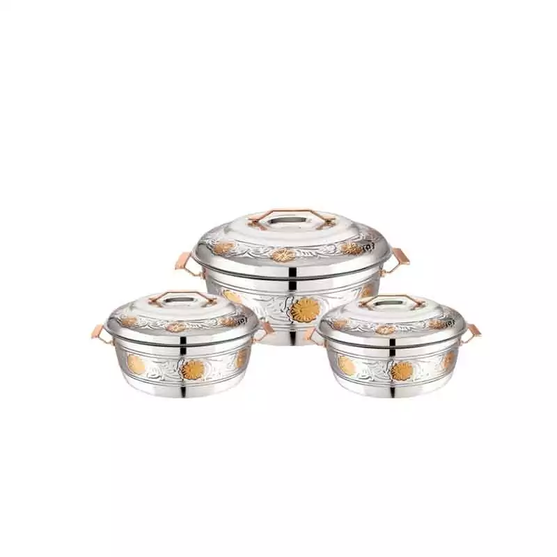 Hotpot Esteelo Queen Flower 2000/3000/4000 Stainless Steel Casserole Insulated Food Warmer With Steel Handle