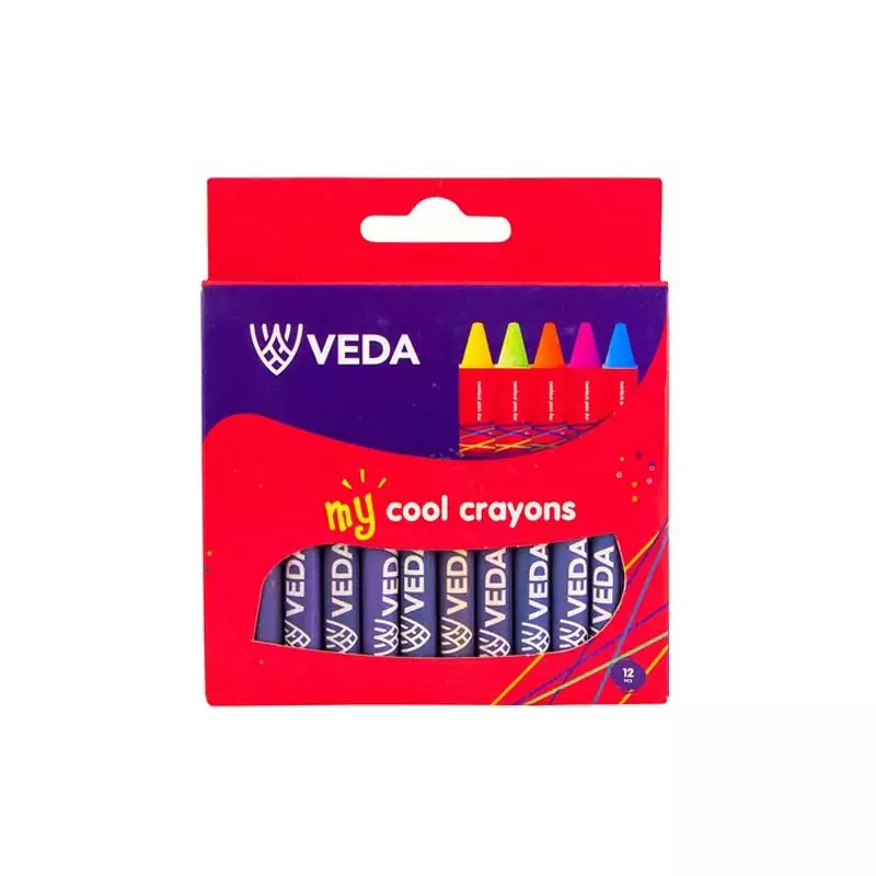 Veda Wax Crayons Cool 8890mm 12pc Pack CR-12A Price of 25 Packs