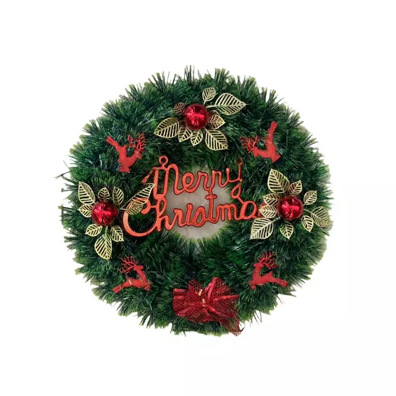 Christmas Decoration Xmas Green Wreath, 38cm, Red, Silver & Gold No.39C